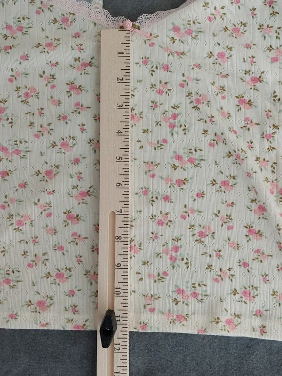 NWT Derek Heart Floral Lace Trim Ribbed Crop Top Coquette Women L - Picture 5 of 8